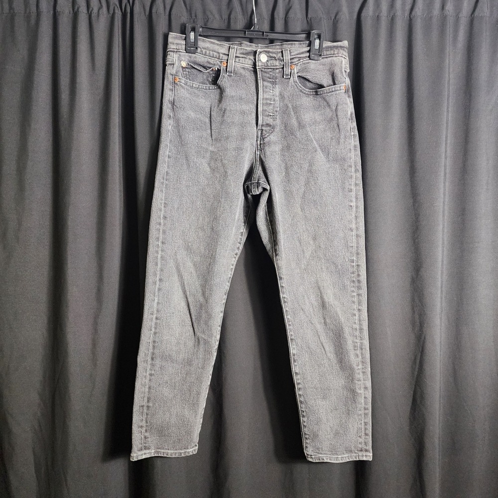 Levis 501 Original Fit Jeans Faded Black Charcoal Button Fly Straight Leg 32x27